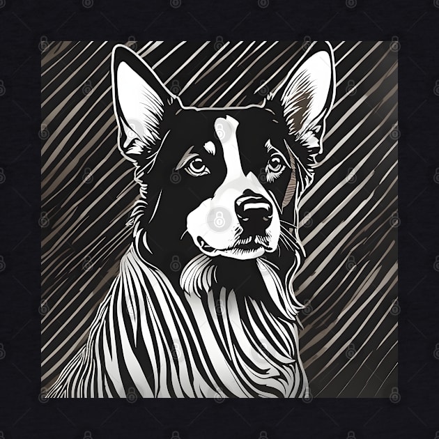 Bernese Dog Face Portrait-Black & White by jlee